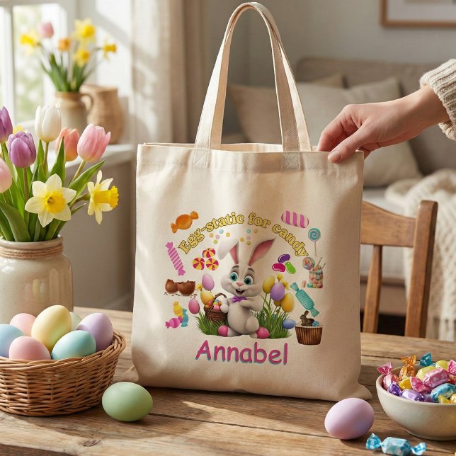 Personalized Easter Bunny Candy Tote Bag (Creator Uploaded)