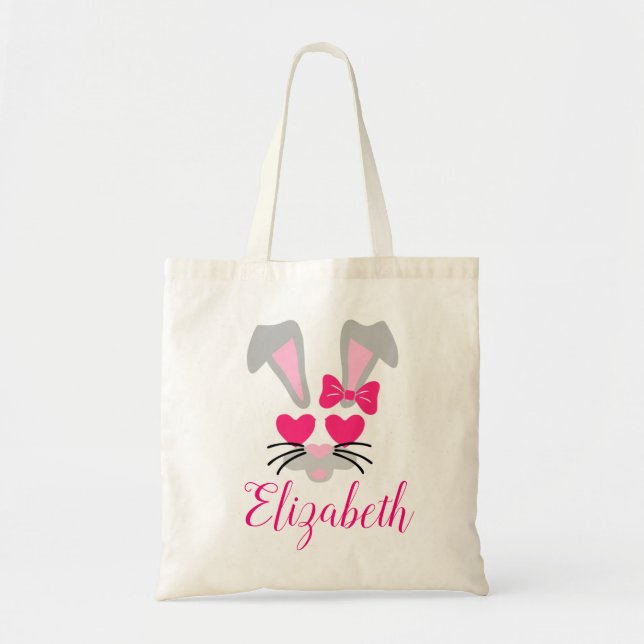 Personalized Easter Bunny Girls Tote Bag (Front)