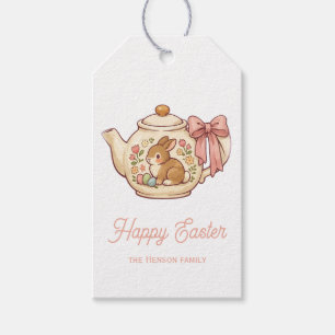 Personalized Easter Bunny Teapot Floral Party Gift Tags