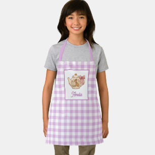 Personalized Easter Bunny Teapot Gingham Name Apron