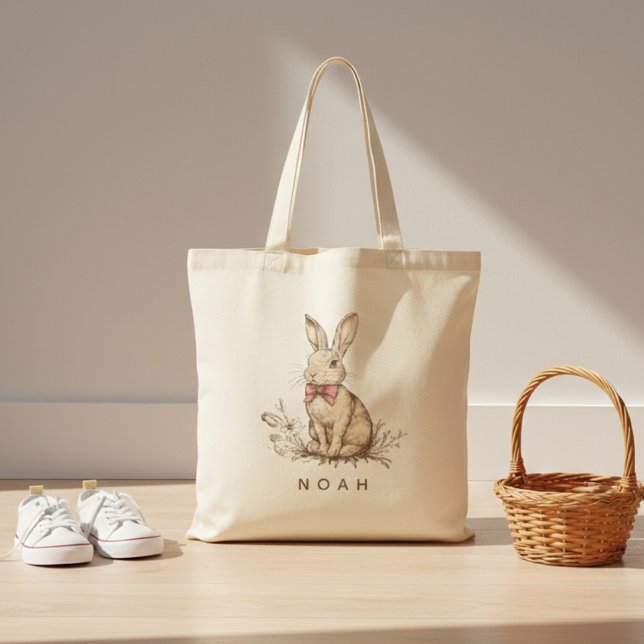 Personalized Easter Bunny Tote Bag with Name (Creator Uploaded)