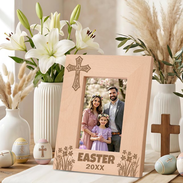 Personalized Easter Cross with Daffodils Etched Frames (Creator Uploaded)