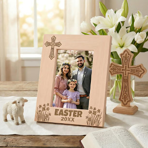 Personalized Easter Cross with Daffodils Etched Frames