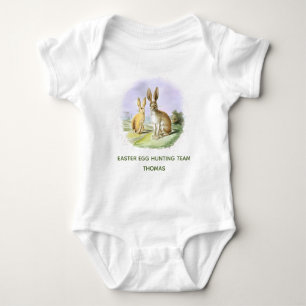 Personalized Easter Egg Hunting Team Bunny Baby Bodysuit