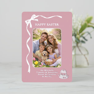 Personalized Easter Family Photo Silver Ribbon Bow