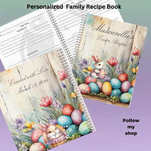 Personalized Easter Family Recipe Cookbook Notebook