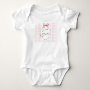 Personalized Eden Baby Girl Nursery Bow&Gingham Baby Bodysuit