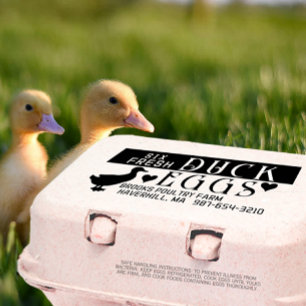 PERSONALIZED EGG CARTON Fresh Duck Eggs & Hearts Rubber Stamp