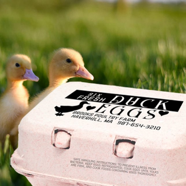 PERSONALIZED EGG CARTON Fresh Duck Eggs & Hearts Rubber Stamp (Creator Uploaded)