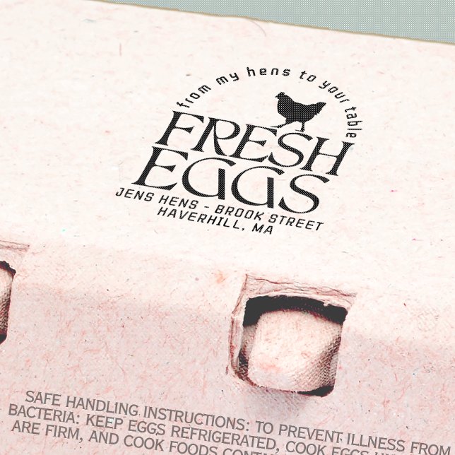 PERSONALIZED EGG CARTON LOGO Fresh Eggs Hen  Rubber Stamp (Creator Uploaded)