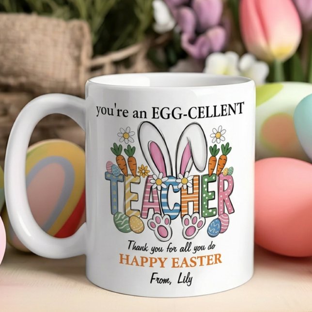 Personalized Egg-cellent Teacher Appreciation Gift Coffee Mug (Creator Uploaded)
