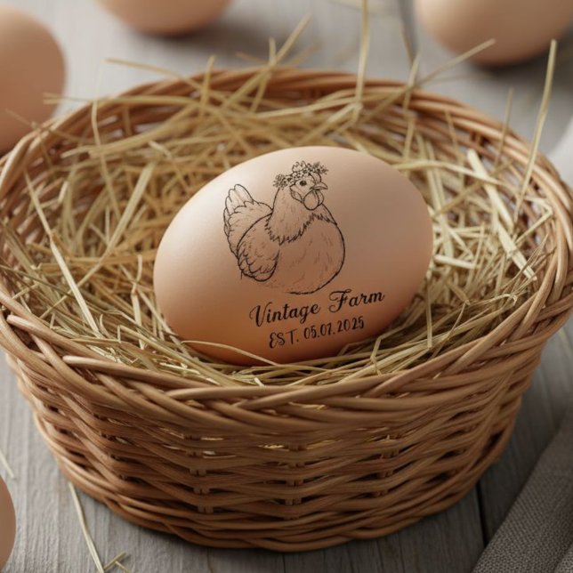 Personalized egg stamp, personalized fresh egg rubber stamp (Creator Uploaded)