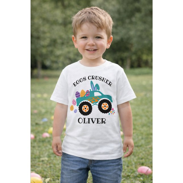 Personalized “Eggs Crusher” Monster Truck Easter T Baby T-Shirt (Creator Uploaded)