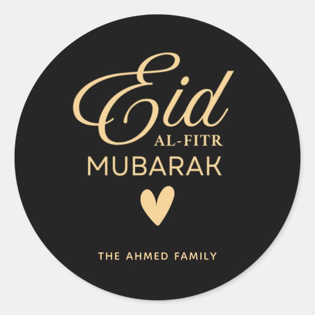 Personalized Eid al-Fitr Mubarak Round Sticker (Front)