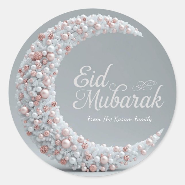 Personalized Eid Mubarak Muslim modern Classic  Classic Round Sticker (Front)