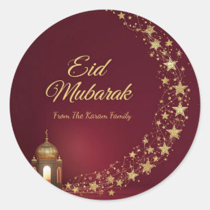 Personalized Eid Mubarak Muslim modern  Classic Round Sticker