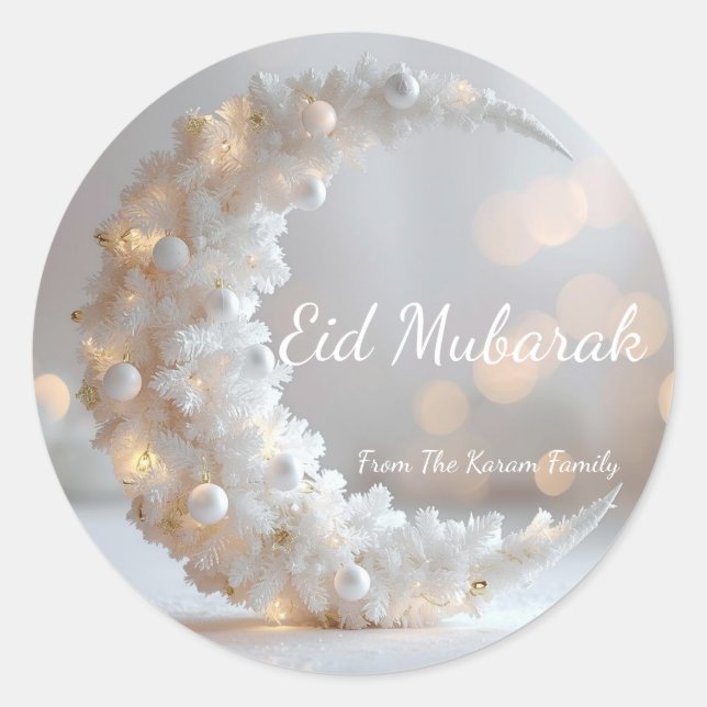 Personalized Eid Mubarak Muslim modern  Classic Round Sticker (Front)