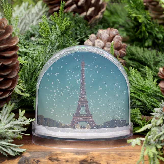Personalized Eiffel Tower Snow Globe Custom Design (Winter)