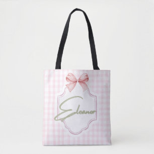Personalized Eleanor Baby Girl Nursery Gingham  Tote Bag