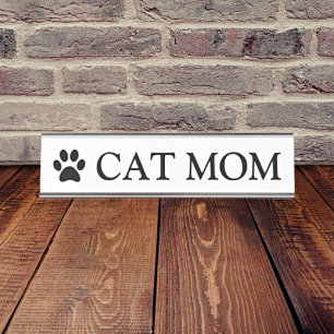 Personalized Elegance: Cat Mom Desk Name Plate