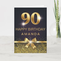 Personalized Elegant 90th Birthday Gold Glitter