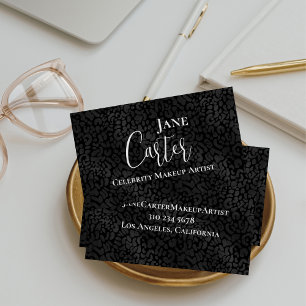 Personalized Elegant Black Leopard Makeup Artist Business Card