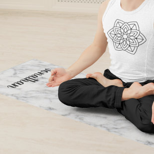 Personalized Elegant Black White Marble Stone Yoga Mat