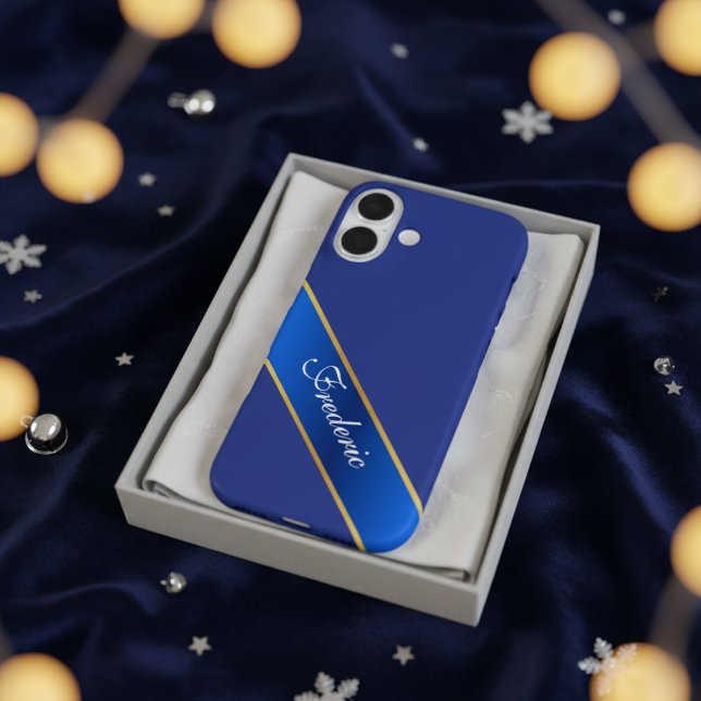 Personalized Elegant Blue & Gold iPhone Case (Creator Uploaded)