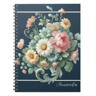 Personalized Elegant Botanical Floral Watercolor Notebook