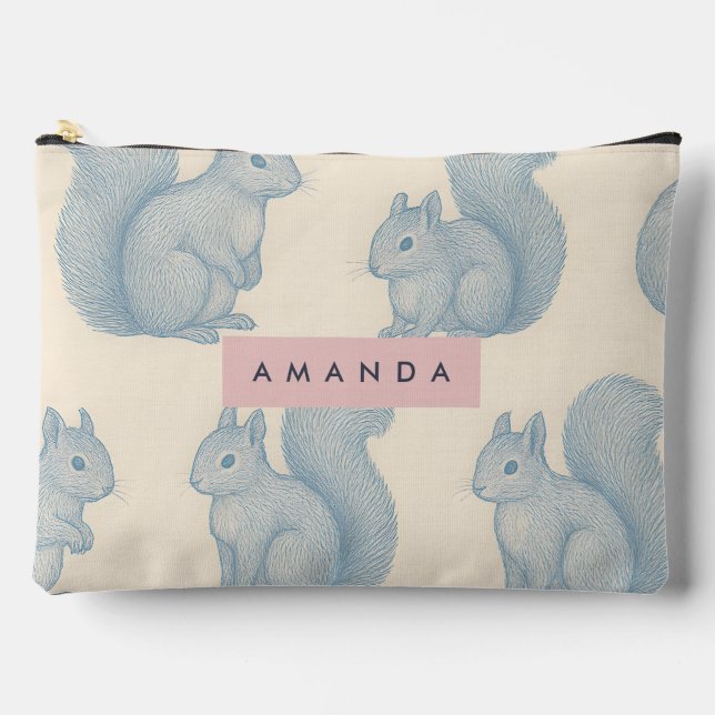 Personalized Elegant Charming Squirrel Pattern Accessory Pouch (Front)