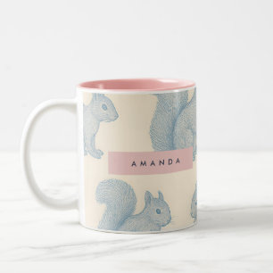 Personalized Elegant Charming Squirrel Pattern Two-Tone Coffee Mug