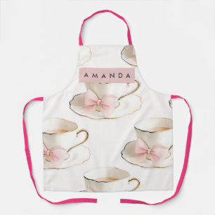 Personalized Elegant Coquette Pattern Tea Cup Apron