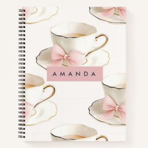 Personalized Elegant Coquette Pattern Tea Cup Notebook