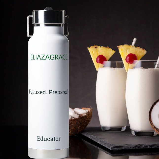 Personalized  Elegant Cute Classic Teacher Focus Water Bottle (Creator Uploaded)