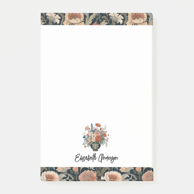 Personalized Elegant Dark Floral Post-it Notes (Front)