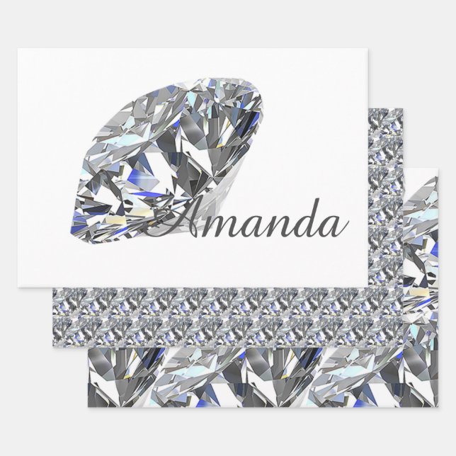 Personalized Elegant Diamonds Wrapping Paper Sheet (Set)