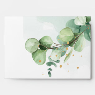 Personalized Elegant Eucalyptus Greenery & Gold  Envelope