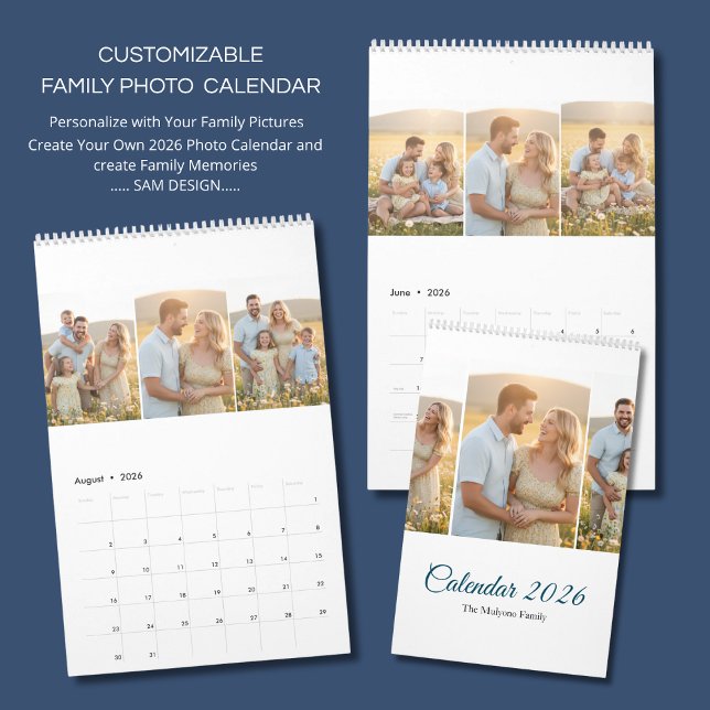 Personalized Elegant Family Memories Wall Calendar (Creator Uploaded)