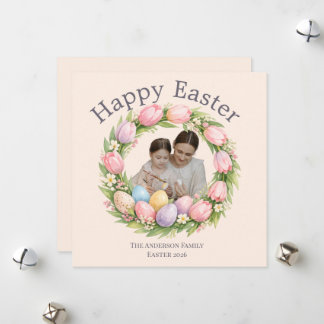 Personalized Elegant Floral Easter  Holiday Card