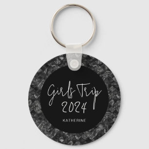 Personalized Elegant Girls Trip Faux Glitter Foil Key Ring