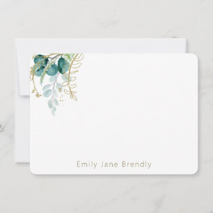 Personalized Elegant Gold Greenery Watercolor  Card
