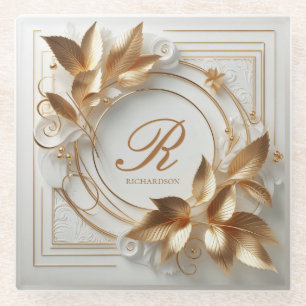 Personalized Elegant Gold Monogram Coaster