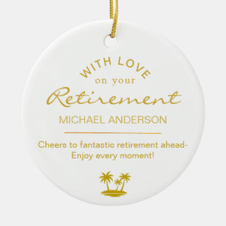 Personalized Elegant Gold Retirement Keepsake Ceramic Tree Decoration