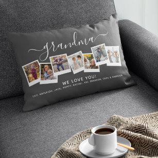 Personalized Elegant Grandma Photo Collage Lumbar Cushion