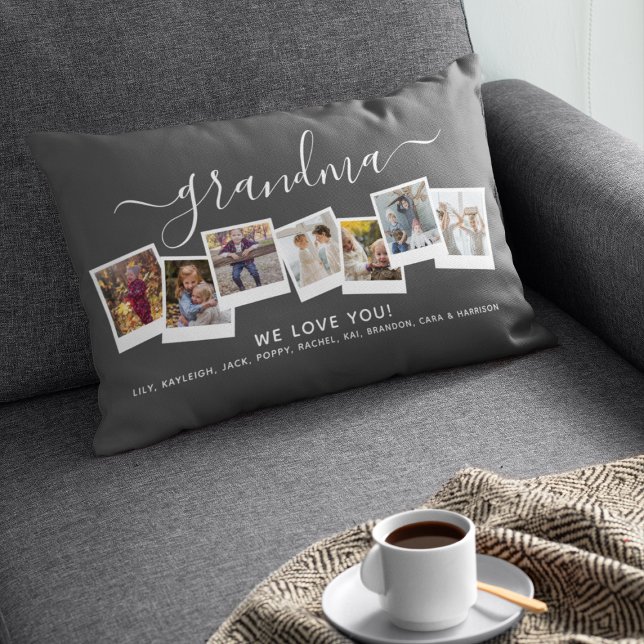 Personalized Elegant Grandma Photo Collage Lumbar Cushion (Creator Uploaded)