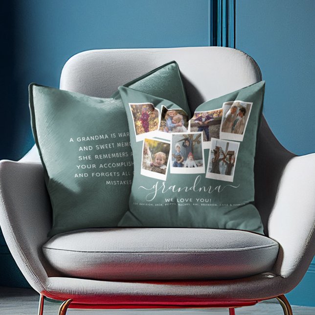 Personalized Elegant Grandma Quote & Photo Collage Cushion (Creator Uploaded)