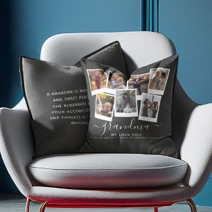 Personalized Elegant Grandma Quote & Photo Collage Cushion