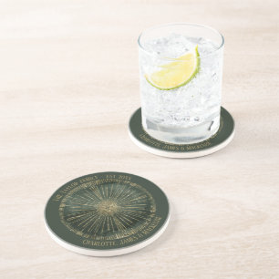 Personalized Elegant Green Gold Tribal Coaster