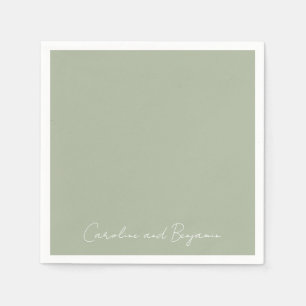 Personalized Elegant Minimalist Wedding Jade Green Napkin