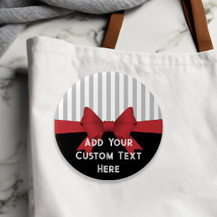 Personalized Elegant Modern Red Ribbon and Stripe 7.5 Cm Round Badge